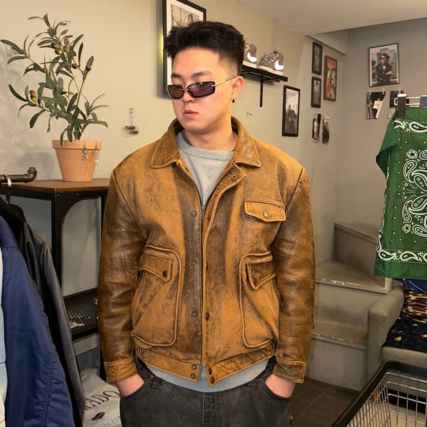 Old Houston lambskin aged flight bomber