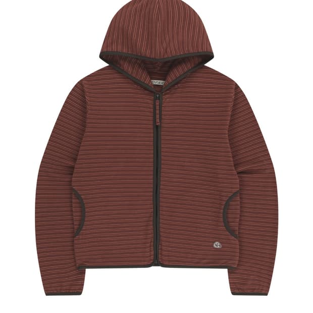 Coyseio STRIPE FLEECE HOOD ZIP-UP RED