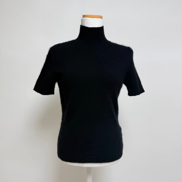 [캐시미어 100%] 블랙 반팔 하프넥 니트 M