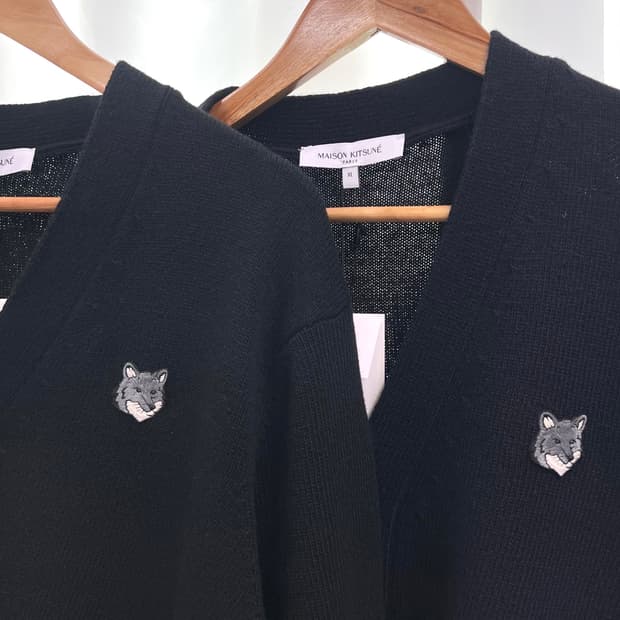 새상품 메종키츠네 폭스 패치 블랙 가디건