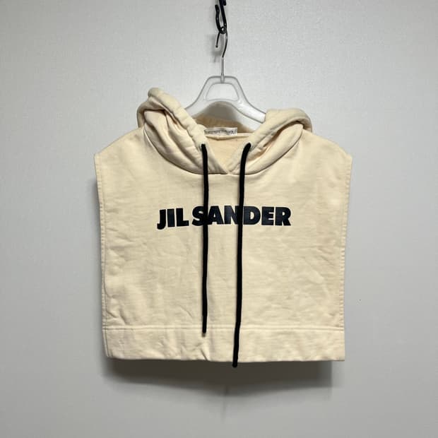 질샌더 로고 크롭 후드 아이보리 m