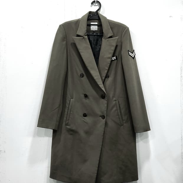 [S] LAP 랩 카키 더블 버튼 롱 코트 여성 S