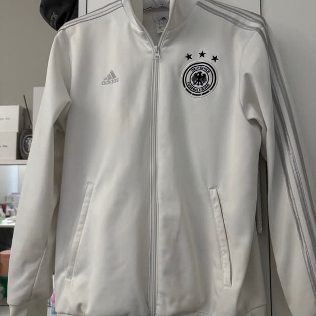 아디다스 독일 실버 화이트 져지 집업 