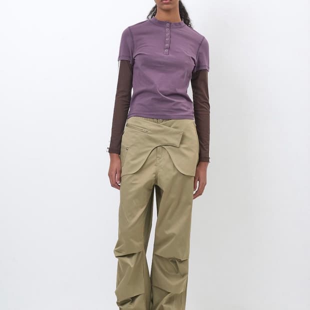 투웨이 belted layered parachute pants