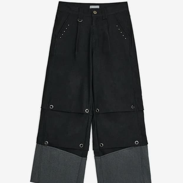 허그유어스킨 턱 데님 팬츠 블랙