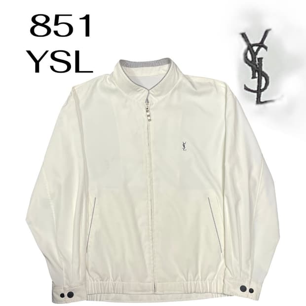 90s YSL 극희귀 입생로랑 화이트 폴리쉘 블루종 자켓 100