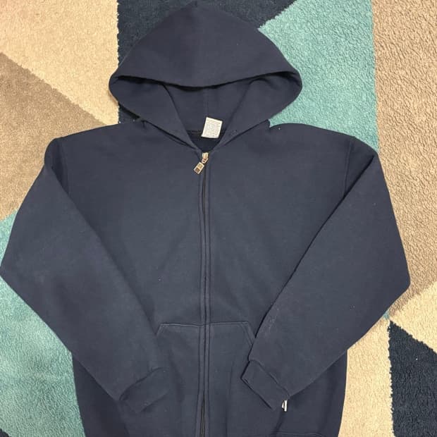 90s 러셀 애슬레틱 후드집업 네이비