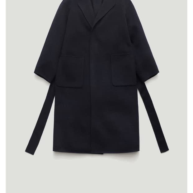 파르벵 울 핸드메이드 로브 코트 네이비
