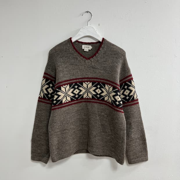 J.CREW 브이넥 패턴 니트