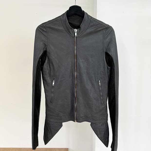 릭 오웬스 블랙 쉽스킨 레더 자켓 