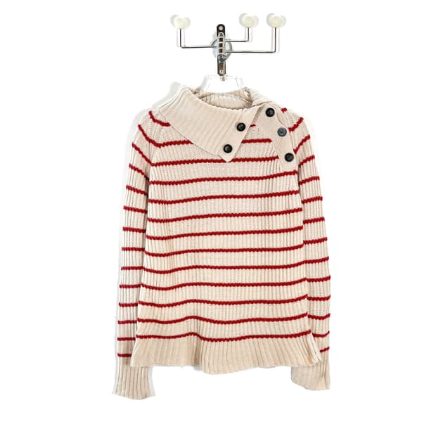빈티지 스트라이프 세인트 버튼 울 스웨터
