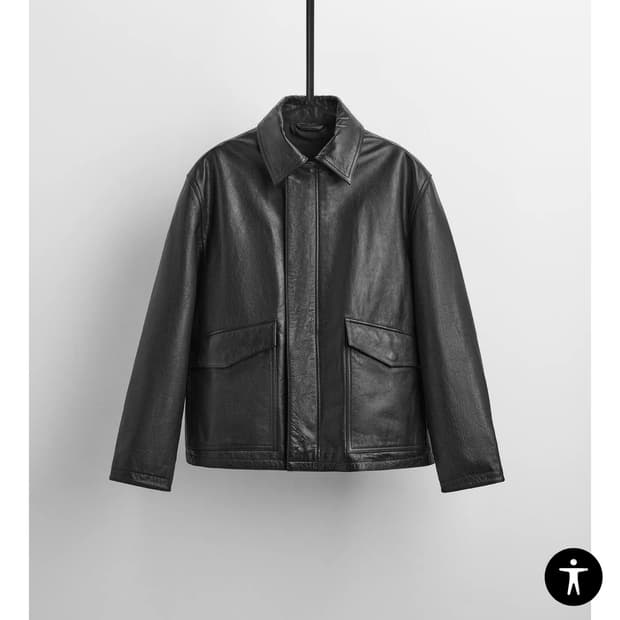 자라 포켓 레더 파카 블랙