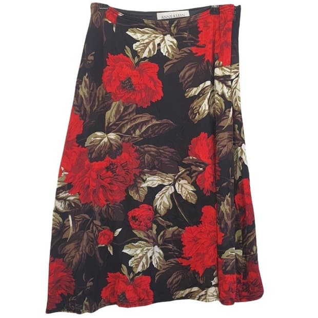 앤클레인 플라워 레이온 스커트 꽃무늬 모리걸 빈티지