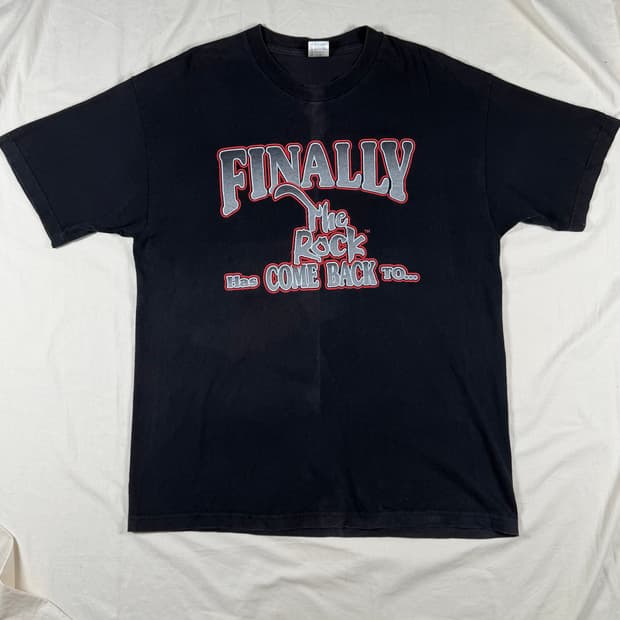 90s WWF WWE 더락 프린팅 반팔 티셔츠 반팔티