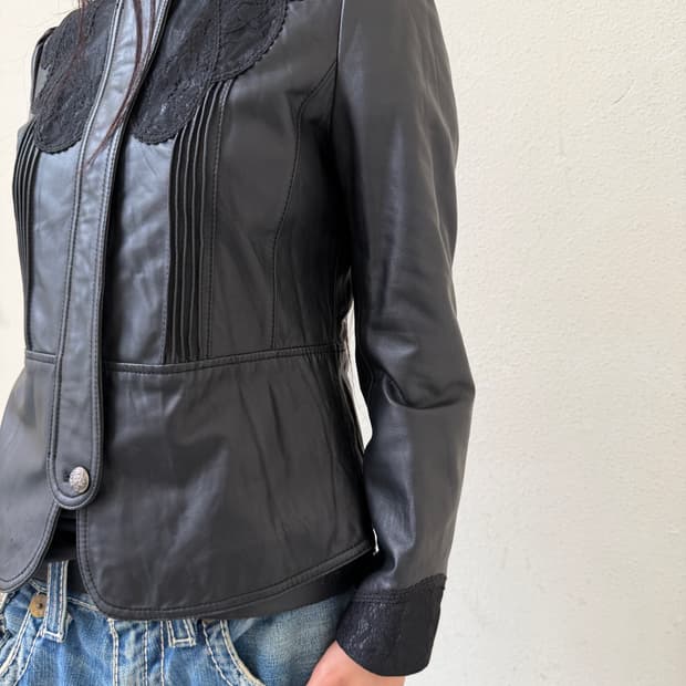 Lace Collar Lambskin Jacket
