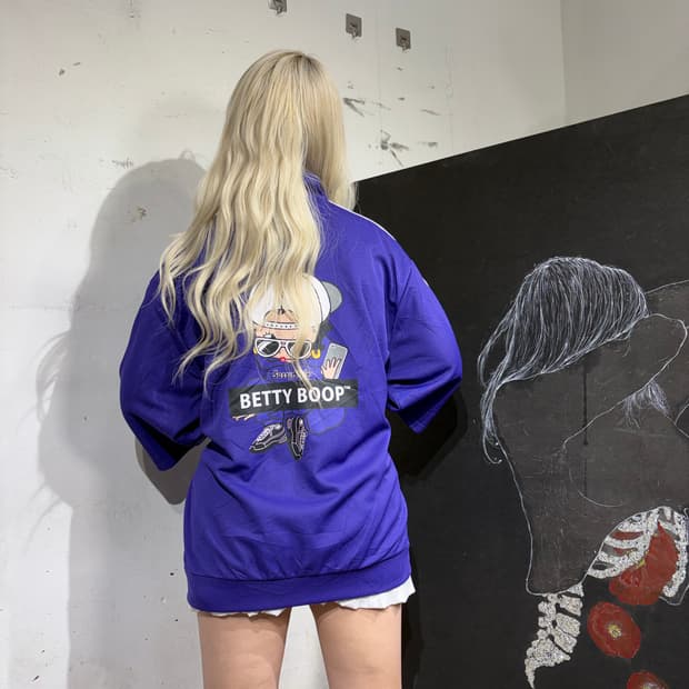 Jpn 베티붑 프린팅 오버핏 반팔 져지 XL