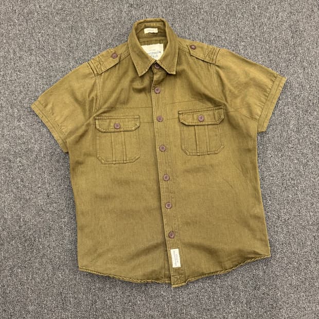 S)아베크롬비 빈티지 올리브 사파리 반팔셔츠