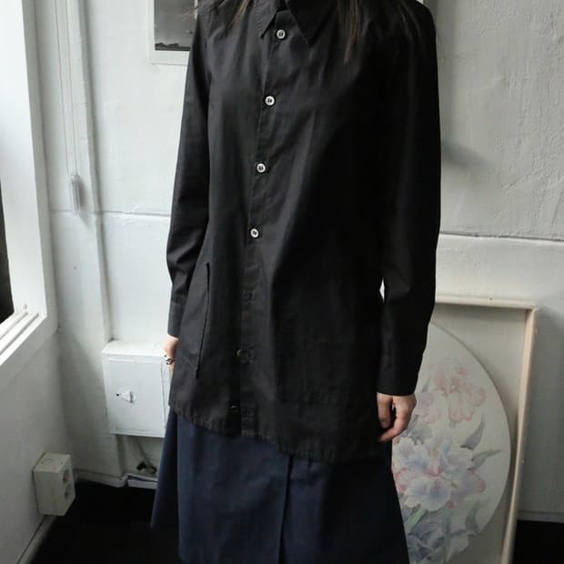 요지야마모토 리미 푸 코튼 블랙 셔츠