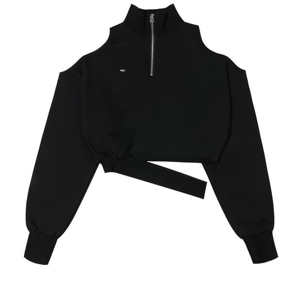 보헤미안서울 컷아웃 하프집업 맨투맨 블랙