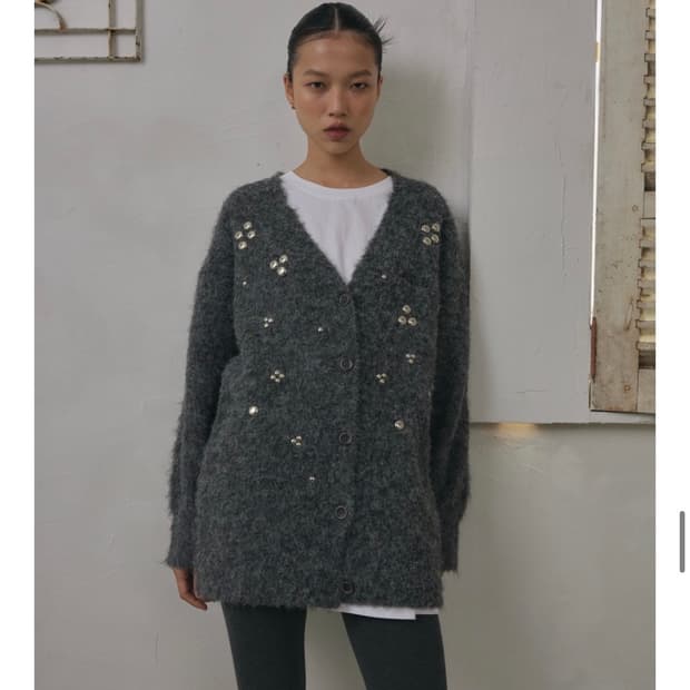 아우어솔티 Disco Sparkle Cardigan / Gray