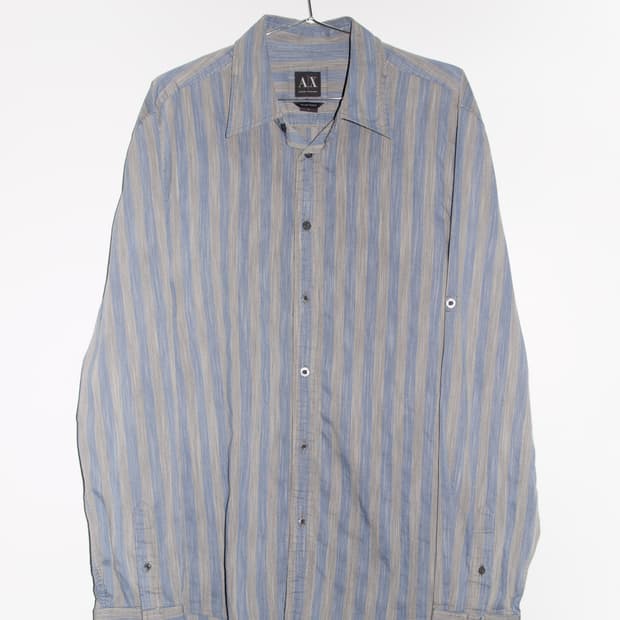 Cotton Roll-up Tab Stripe Shirts