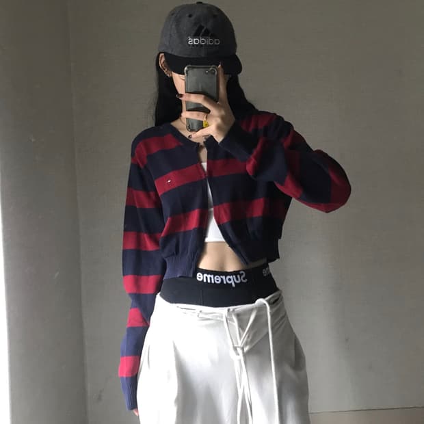 타미힐피거 스트라이프 가디건