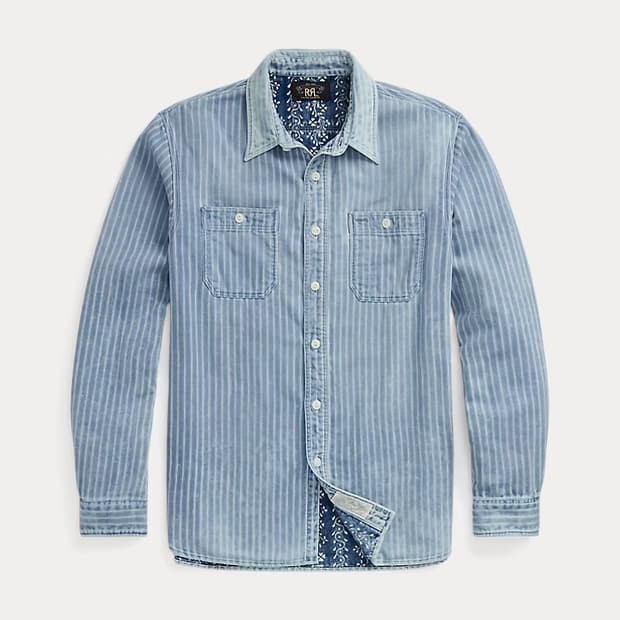 RRL 인디고 더블페이스 워크셔츠 M