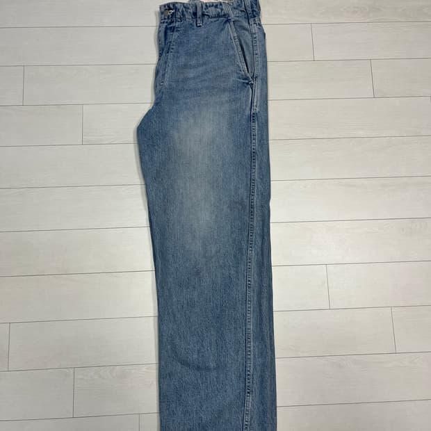 [포터리] 와이드 핏 워싱 데님(라이트 블루) _ 2size