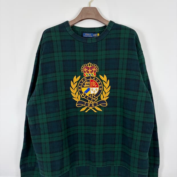 a50) 폴로랄프로렌 크레스트 타탄 플리스 맨투맨