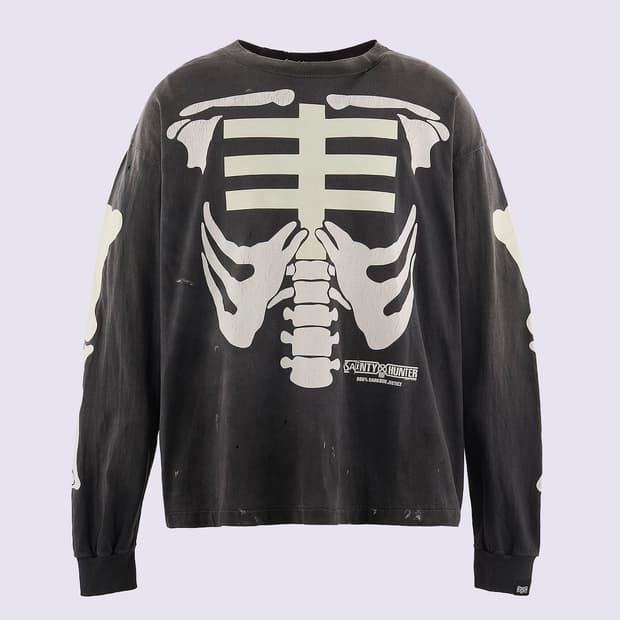 [새상품/XL] 세인트미카엘 x 바운티헌터 본 롱슬리브 티셔츠 블랙