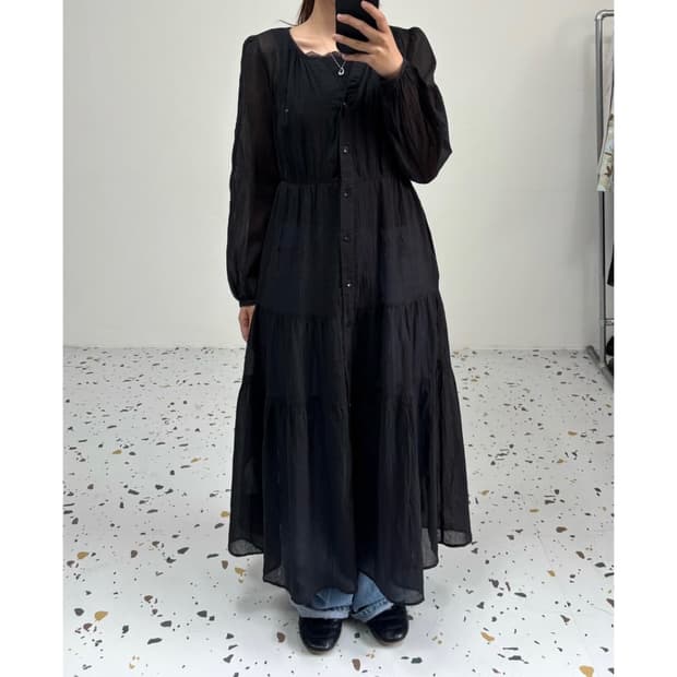 Moussy 시스루 맥시 원피스