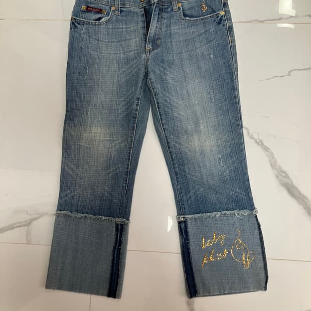 baby phat 2000s Y2K 카프리 롤업 청바지 크롭 데님 팬츠