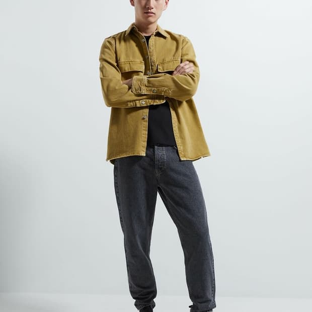 [무료배송]ZARA 자라 S 남성 릴렉스핏 데님 워크 셔츠 머스타드