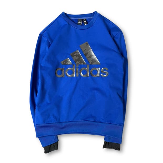 아디다스 블루 빅로고 맨투맨