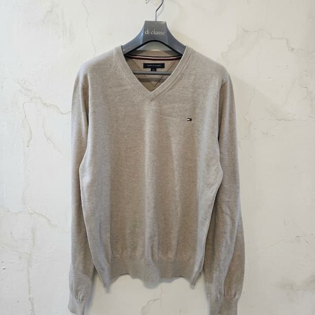 타미힐피거 브이넥 니트 L 베이지