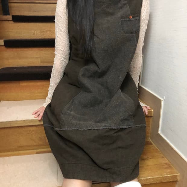 빈티지 다크 브라운 롱 스커트