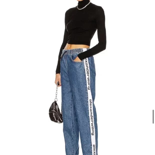 알렉산더왕 Alexander Wang 로고 패널 데님 조거팬츠 사이즈 X