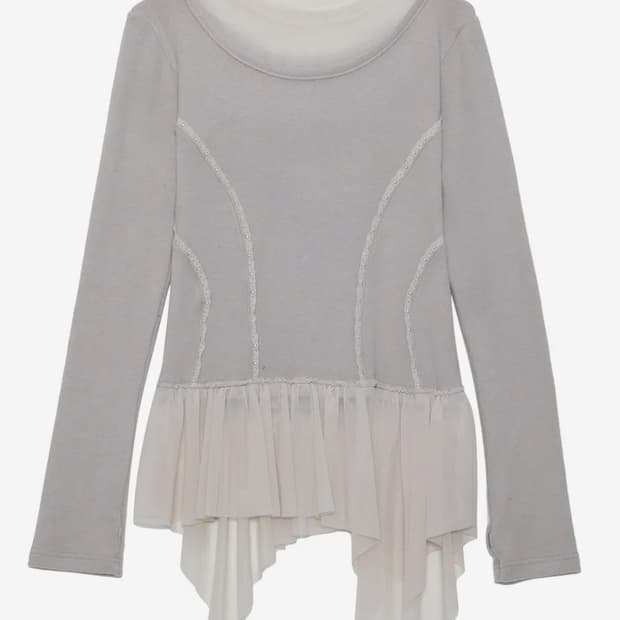 Flareup 플레어업 레이어드 레이스 프릴 롱 슬리브