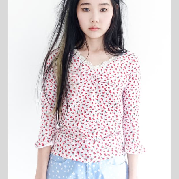 샵페어리 스트로베리 레이스 탑