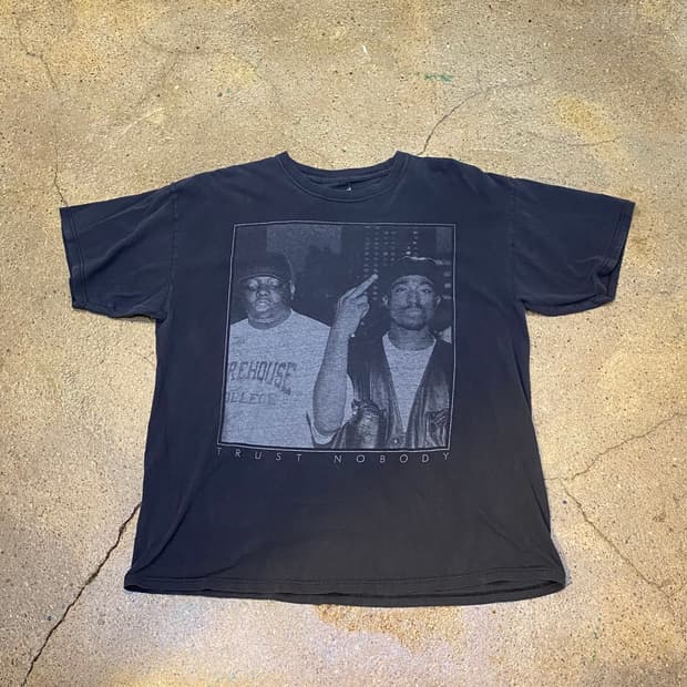 레어) 미국 빈티지 비기투팍 프린팅 힙합티셔츠 반팔티