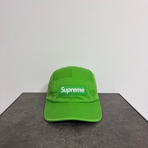 (OS) 슈프림 박스로고 캠프캡 모자 워시드 그린
