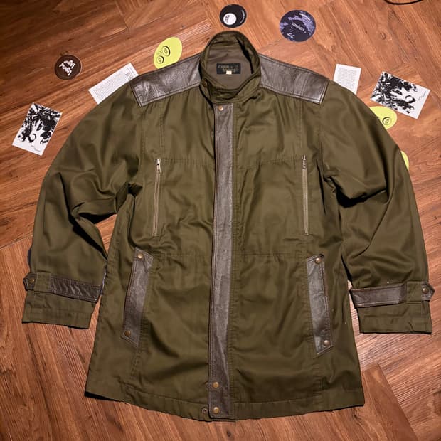 80s 경춘스포츠 leather zip-up jacket