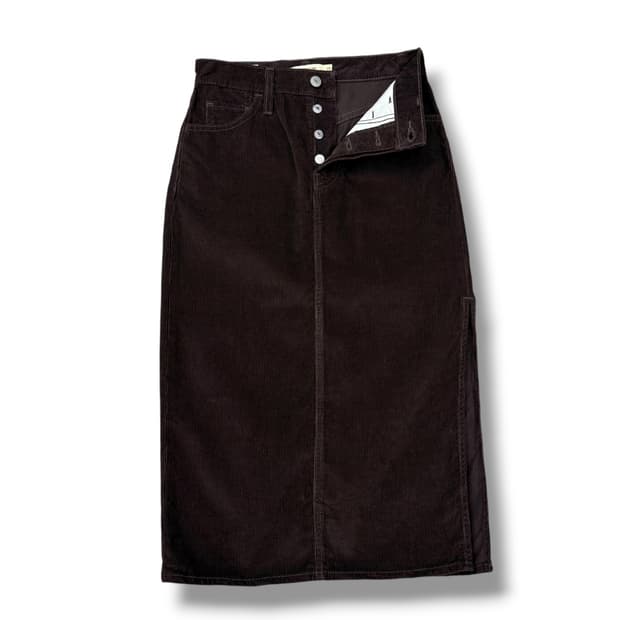 리바이스 버건디브라운 코듀로이 롱스커트