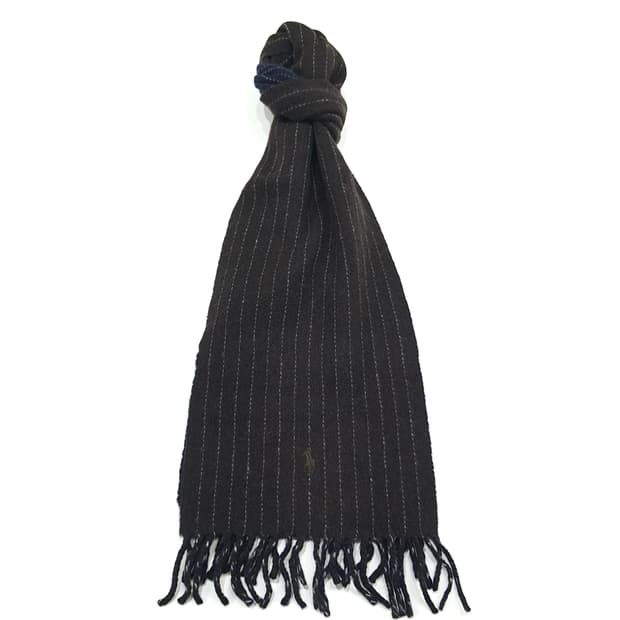 MX291 폴로 랄프로렌 브라운 네이비 스트라이프 양면 목도리 머플러