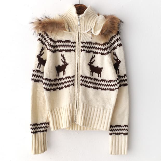 nordic fur hood zip-up