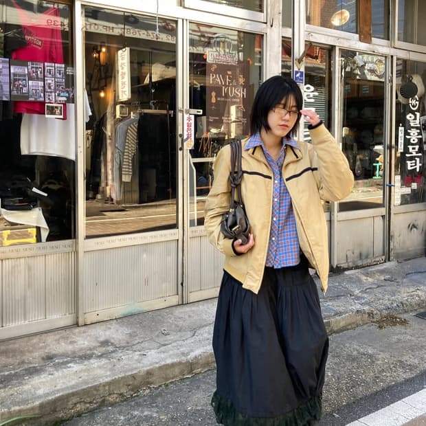 연노랑 봄버 자켓