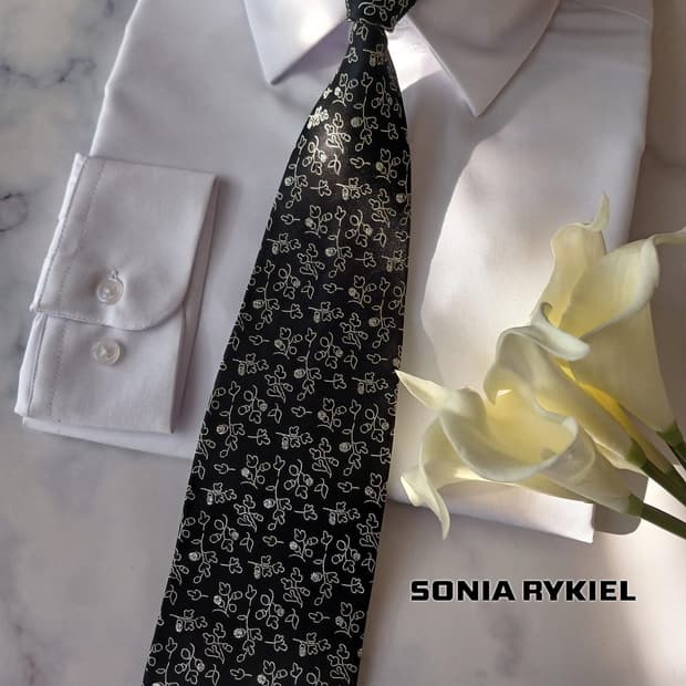 소니아리키엘 실크 플로럴 자카드 넥타이 9.9cm A+등급 A19022
