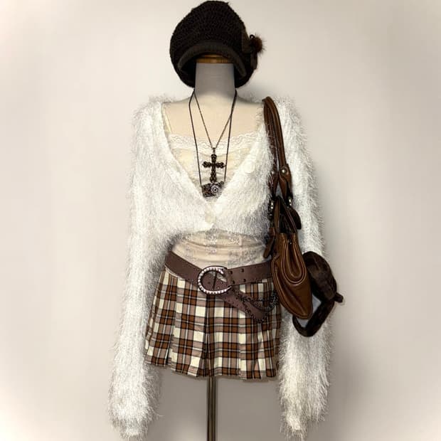 화이트 니트 데일리 가디건