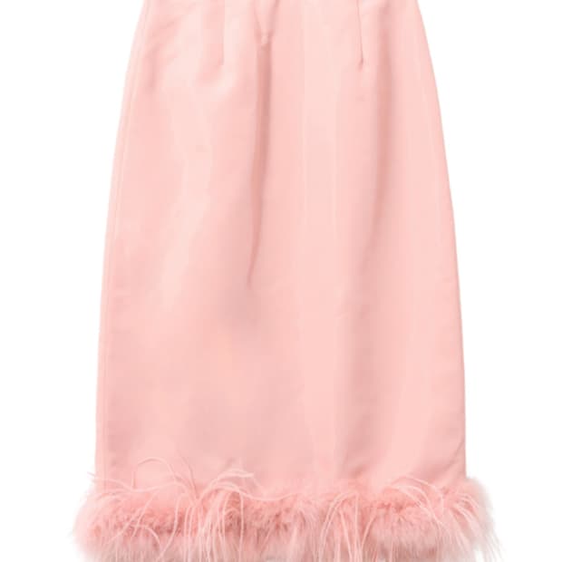 문선 moonsun 오스트리치 헤어 스커트 핑크