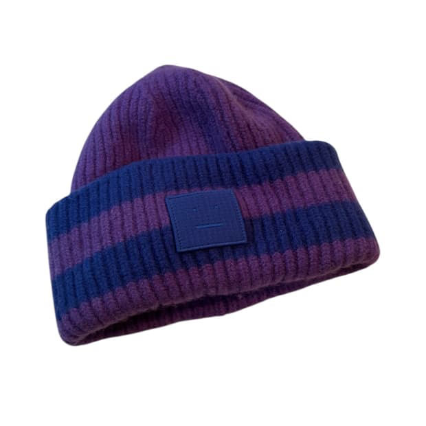 아크네 스튜디오 라지 페이스 스트라이프 울 비니